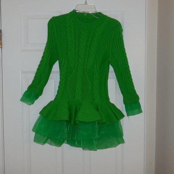 Other - Girls Tunic Sweater Dress With Tutu Bright Green